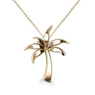Allurez Summer Palm Tree Pendant Necklace in 14k in Yellow Gold at Nordstrom, Size 18