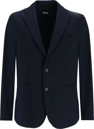 BOSS single-breasted patch-pocket blazer - Blue