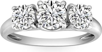 Pompeii3 1 3/4 Ct Three Stone Diamond Engagement Ring 10K White Gold Lab Grown Size Selectable