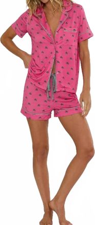 Beach Riot Milena Pajama Set In Flamingo Fronds