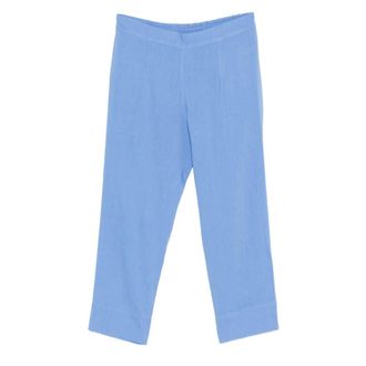 Ermanno Scervino Cropped Trousers, female, Blue, Size: XL Elasticated Waistband Trousers