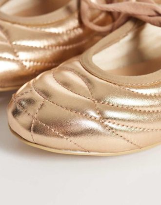 JW PEI Erika - Ballerine stringate color oro con impunture-Neutro