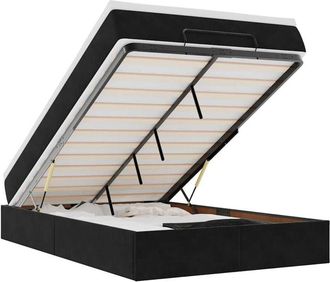 vidaXL Estructura De Cama Otomana Colch&oacute;n Terciopelo Negro 120x200cm Vidaxl