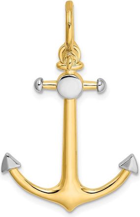 Diamond2Deal 14k Yellow Gold Rhodium 3-D Anchor Shackle Bail Charm