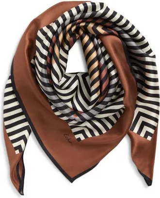 Echo Concentric Stripes Square Silk Scarf in Brown at Nordstrom