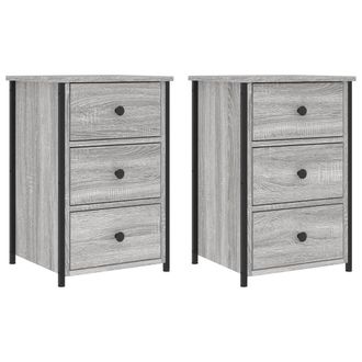 vidaXL Mesitas Noche 2 Uds Madera Ingenier&iacute;a Gris Sonoma 40x36x60 Cm Vidaxl