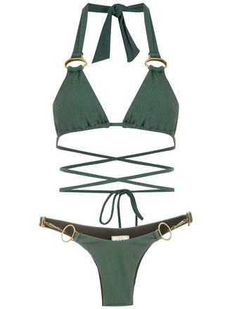 Amir Slama wrap-around bikini set - Green