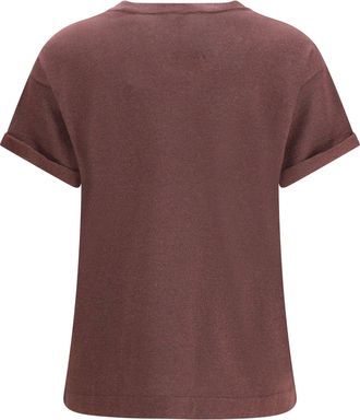 Brunello Cucinelli Womens Cashmere Glitter T-Shirt Rhubarb T-Shirts And Polos