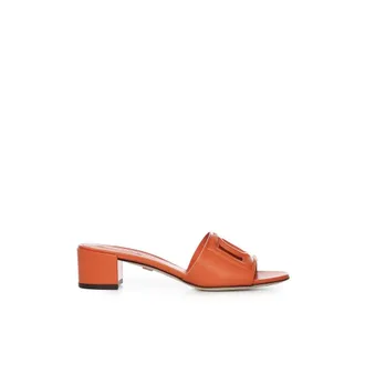 Dolce & Gabbana Heeled Mules, female, Orange, Size: 7 US Bianca Sliders