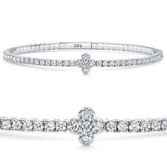 Pompeii3 3.70Ct Diamond Flexible Tennis Bangle Bracelet 14k White Gold Lab Grown