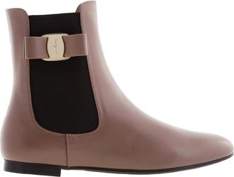 Ferragamo Leather Vara Bow Chelsea Boots, Size 7 C