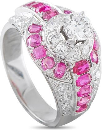 Luxury Bazaar 18K White Gold 1.47ct Diamond and Ruby Ring MF07-081126