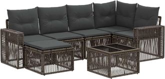 vidaXL Conjunto De Sof&aacute;s De Jard&iacute;n 7 Uds. Gris Y Gris Oscuro Vidaxl
