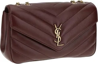 Saint Laurent Womens Bordeaux Lamb Ovis Aries Shoulder Bag
