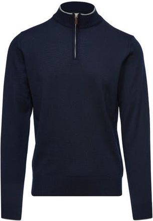 Emanuel Berg Light Gauge High Neck Quarter Zip Merino Wool Sweater in Navy at Nordstrom Rack, Size X-Large