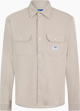 HUGO BOSS Mens Oxford Long Sleeve Collared Shirt with Chest Pocket - White - Size: Regular/34
