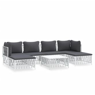 vidaXL Juego De Muebles De Jard&iacute;n 7 Piezas Con Cojines Acero Blanco Vidaxl