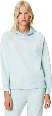 Twinset Raglan Hoodie van katoen - Dames - Hoodies - Groen - S - Katoen - Hoodies & sweatvesten