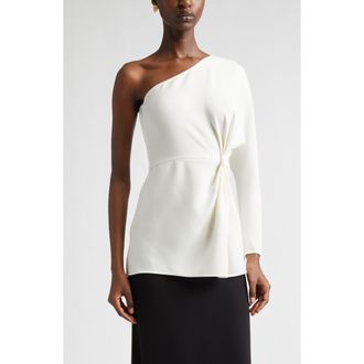 Valentino One-Shoulder Silk Cady Couture Top in Ivory at Nordstrom, Size 6 Us