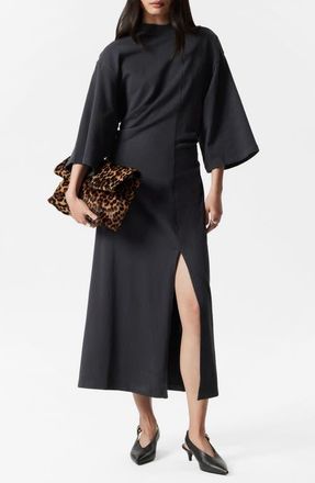 & Other Stories Mock Neck Midi Dress in Black Dark at Nordstrom, Size Small