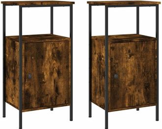 vidaXL Vidaxl - Bedside Cabinets 2 pcs Smoked Oak 41x31x80 cm Engineered Wood