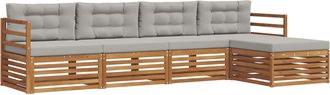 vidaXL Conjunto De Sof&aacute;s De Exterior 5 Uds. Gris Natural Y Claro Vidaxl