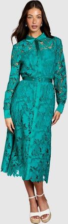 Coast Lace Shirt Long Sleeve Dress in Teal at Nordstrom, Size 10