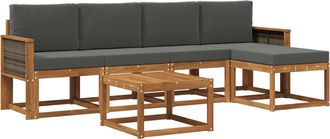 vidaXL Conjunto De Sof&aacute;s De Exterior 6 Uds. Natural Y Antracita Vidaxl