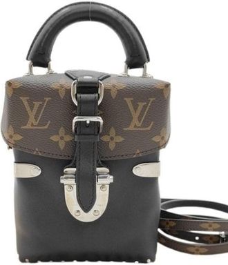 Louis Vuitton Black Brown Monogram Leather Handbag Shoulder Bag (Pre-Owned)