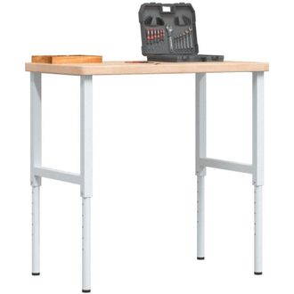 vidaXL Vidaxl - Banco De Trabajo Rectangular Madera Maciza 100x60x(73-99,5) Cm
