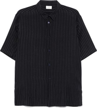 Saint Laurent Short Sleeve Shirts, male, Blue, 3XL, Tonal Stripe Short Sleeve Shirt