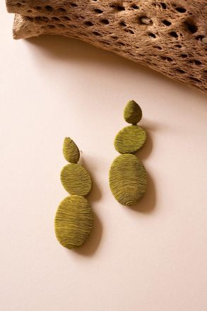 Kalalou Fabric wrapped Chartreuse Earrings