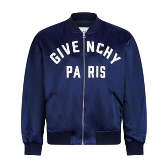Givenchy Paris Zipped Blouson in Satin - male - Givenchy - Bomber Jackets - Blue - M - Jackets
