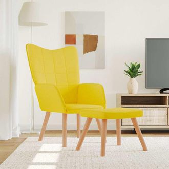 vidaXL Silla De Relajaci&oacute;n Con Reposapi&eacute;s Tela Amarillo Mostaza Vidaxl