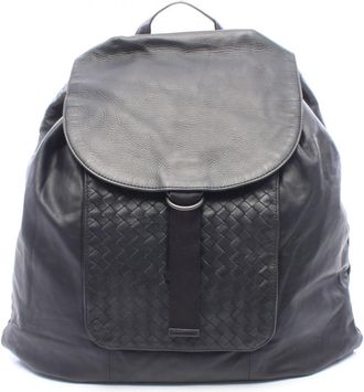 Bottega Veneta Black Intrecciato Backpack (Pre-Owned)