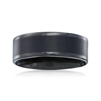 Ross-Simons Mens 8mm Black Tungsten Carbide Wedding Ring
