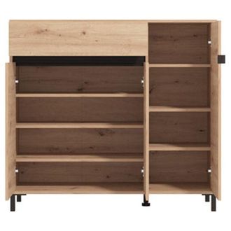 Dmora Scarpiera Orotelli, Mobile Portascarpe un Cassetto, 6 Ripiani, 3 Ante, 118.5x40x109.5h cm Marrone Rovere Nodi