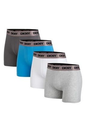DKNY Pack of 4 Boxer Briefs in Jet/Atomic Blue/White/Grey at Nordstrom Rack, Size X-Large