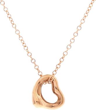 Tiffany & Co. Tiffany & Co 18K Gold Elsa Peretti Open Heart Pendant Necklace 18K Rose Gold 7Mm (Authentic Pre-Loved)