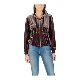 Liu Jo Zip-throughs, female, Brown, Size: M Brown Hooded Zip-Up Sweatshirt