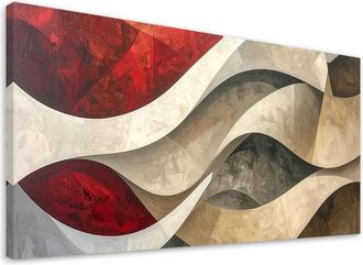 Feeby Impresi&oacute;n De Imagen, Abstracci&oacute;n L&iacute;neas Texturas Beige Rojo, 120x60