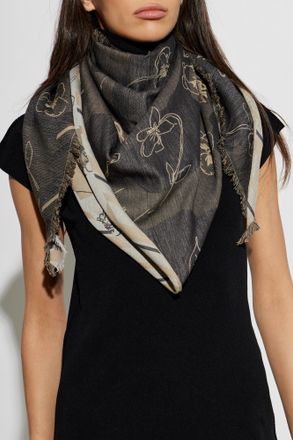 Vivienne Westwood Cotton Scarf With Monogram, Unisex, Beige