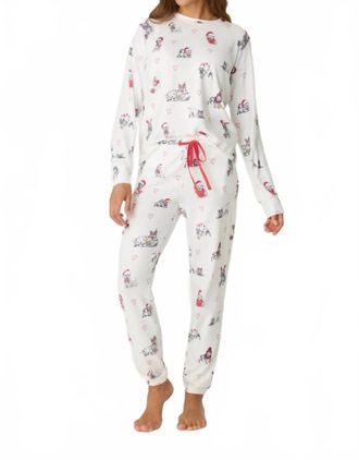PJ Salvage Candy Cane Lane Pajama Set In White