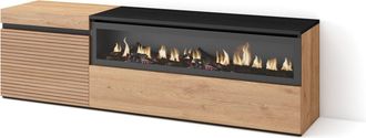 Skraut Home Skraut Home - Mueble Tv, Televisi&oacute;n, Muebles De Sal&oacute;n, Almacenaje, 150x45x35cm, Para Tv Hasta 65, Chimenea El&eacute;ctrica, Estilo Moderno, Roble
