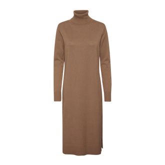 Saint Tropez Rolnek Lange Jurk Shitake Melange - Dames - Kleedjes - Bruin - XS - Kleedjes