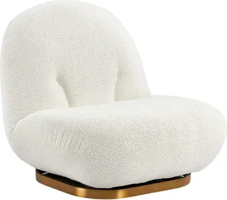 Vente-Unique Sill&oacute;n giratorio de tejido tela de rizo color blanco LODOSA