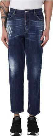 Dsquared2 Straight Jeans, female, Blue, Size: S Stylish Distressed Denim Jeans