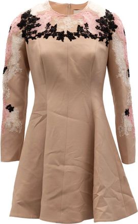 Valentino Garavani Kleedjes, Dames, Beige, M, Katoen, Guipure Kant Cocktailjurk