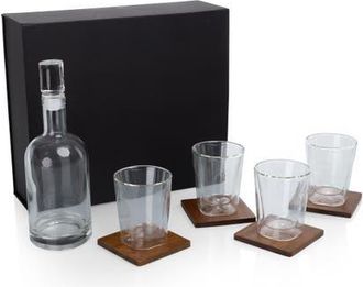 Legacy Ambassador Whiskey Box with Decanter and 4 Lowball Glasses in Black at Nordstrom