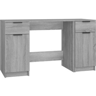 vidaXL Vidaxl - Desk with Side Cabinet Grey Sonoma Engineered Wood